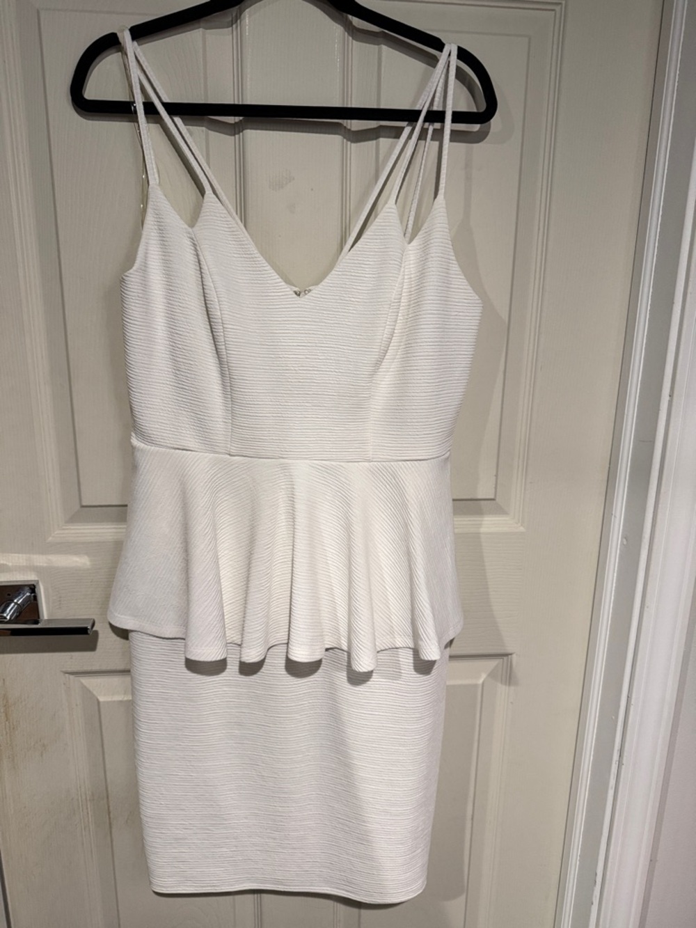 Charlotte Russe White Peplum V-Neck Mini Dress